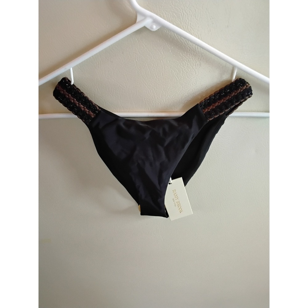 Ramy Brook‎ Andrea Bikini Bottom Black Braided Side Straps XS NEW